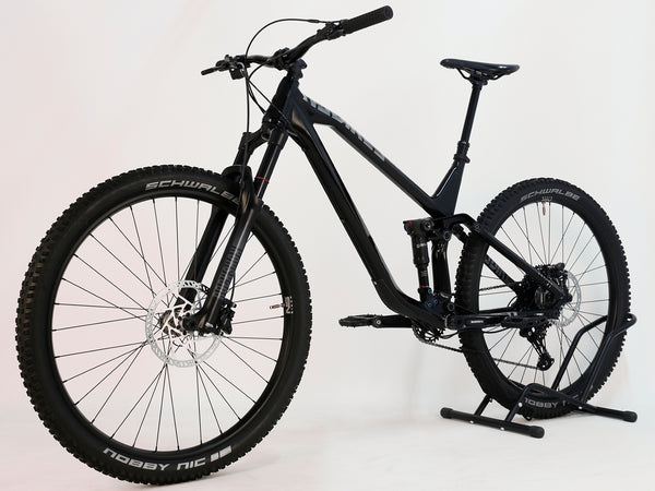 NS Bikes Define AL 130 2 2023 Full Suspension Bike - Side view showcasing the excellent condition and sleek black design from NS Bikes.