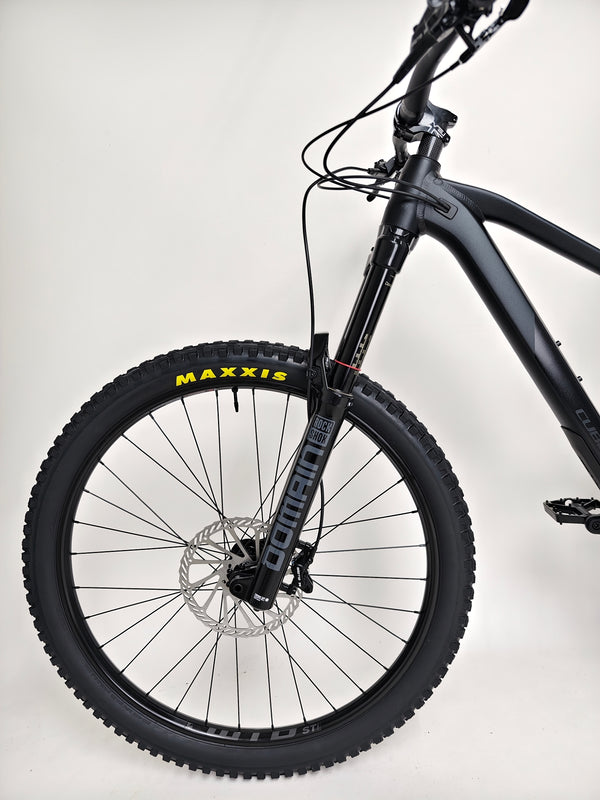 Cube Stereo 170 SL 29 mountain bike 2021 parked on a rocky trail.