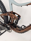 Front perspective view highlighting the suspension fork and wheel of Giant Trance X 2 2023 mountain bike.