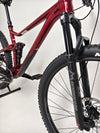 Detailed close-up of the front fork of the Merida One-Twenty 600 29 2023 mountain bike, highlighting the suspension system.