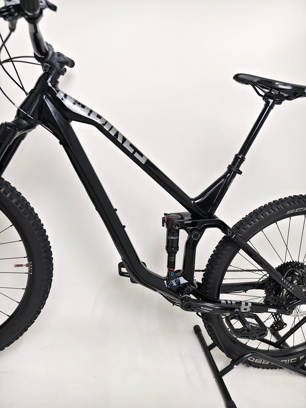 NS Bikes Define AL 130 2 2023 - Close-up of the seat post mechanism and suspension showcasing functionality and design from NS Bikes.