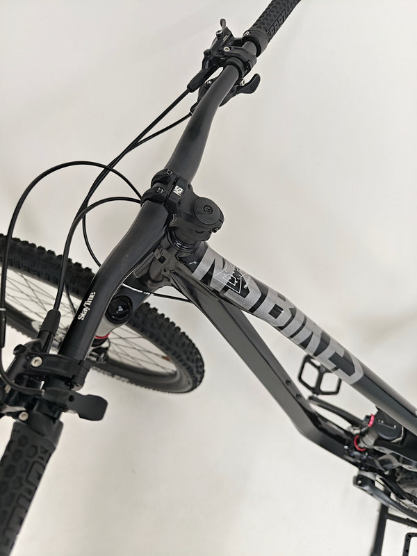 NS Bikes Define AL 130 2 2023 - Close-up of the chainring and crank detailing performance features from NS Bikes.