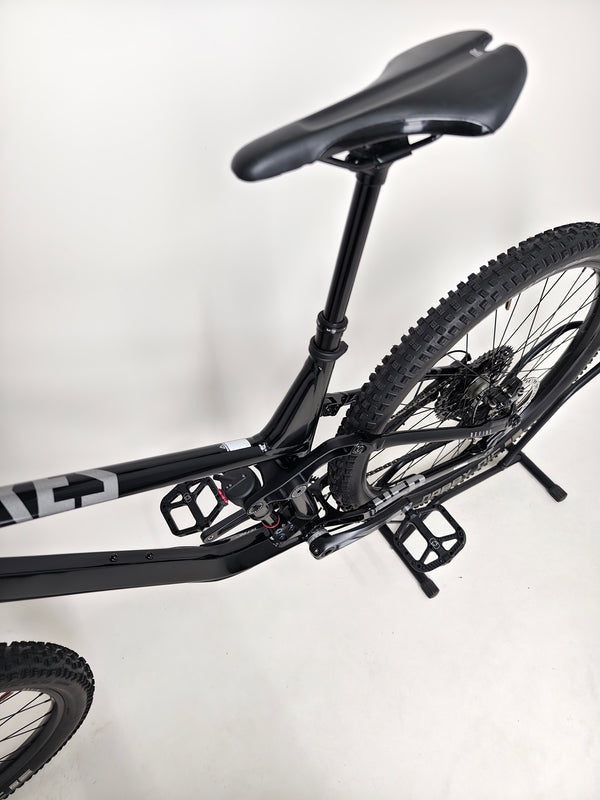 NS Bikes Define AL 130 2 2023 - Close-up of the rear suspension showcasing the advanced shock system from NS Bikes.