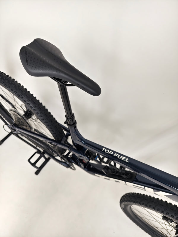 Trek Top Fuel 8 2024 Large Frame Full Suspension Bike at eMado - View showcasing the bike's drivetrain and shifting components.