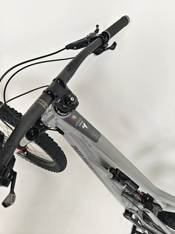 Close-up of the seat post and dropper functionality on the Nukeproof Mega 275 RS X01 Eagle bike.