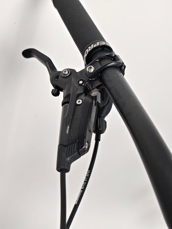 Nukeproof Mega 275 RS X01 Eagle bike showing the saddle and seat post for optimal comfort during rides.