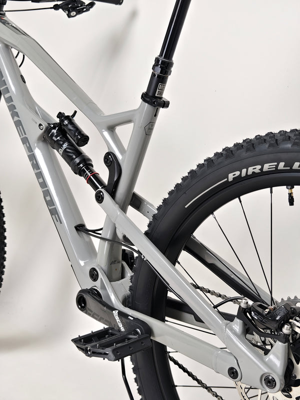 Nukeproof Mega 275 RS X01 Eagle bike illustrating the strong frame build and engineered design features.