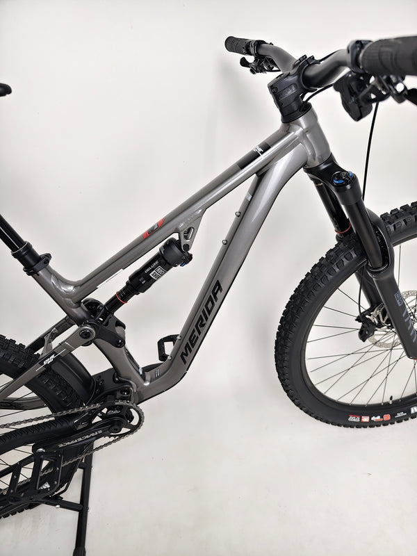 Detailed view of the rear brake components on the Merida One-Sixty 500 29 2023 mountain bike.