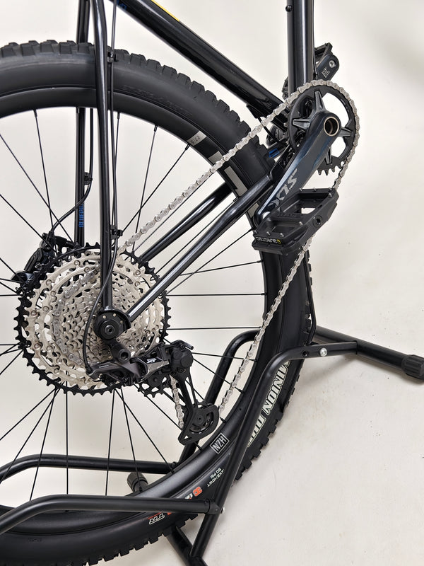 Image of the rear suspension system on the Used Ragley Blue Pig Race 2022 mountain bike, designed for durability at eMado Bikes.