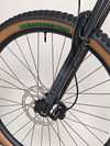 Detailed image showing the bike's brakes and rotor on Rocky Mountain Instinct Alloy 10 2023, emphasizing performance reliability, available at eMado Bikes.