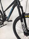 Detailed view of the Santa Cruz Hightower R / AL 2023 bike frame emphasizing the carbon and light blue finish at eMado.