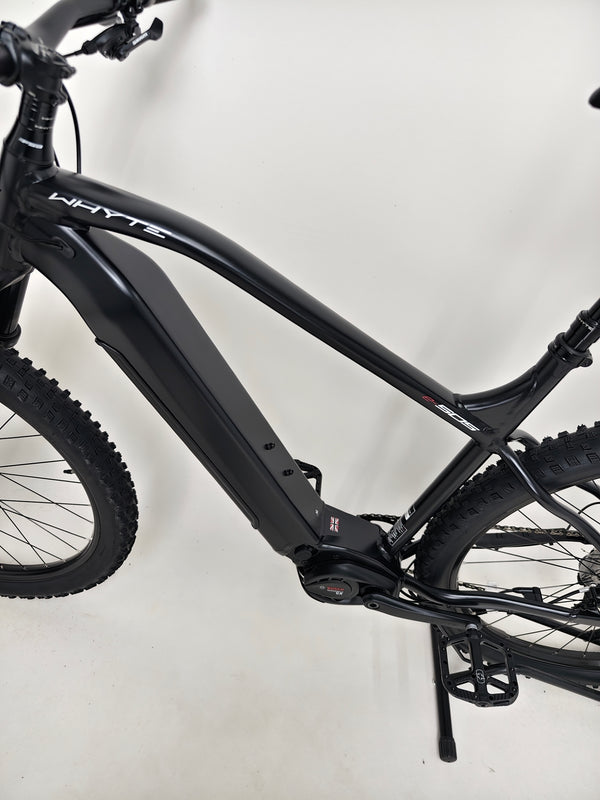 The controls of the Whyte e-505 v1 Electric Bike 2024 XL, featuring the Bosch Purion display and user-friendly layout.