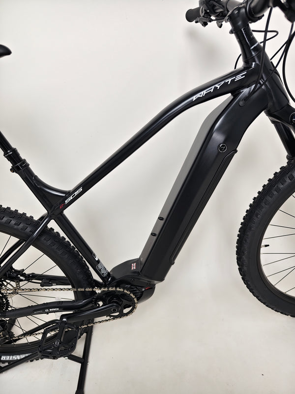 Profile shot of the Whyte e-505 v1 Electric Bike 2024, highlighting its modern design and excellent cosmetic condition.