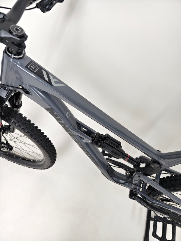 Nukeproof Mega 290 2023 focusing on the rear suspension mechanism in excellent condition available at eMado Bikes.