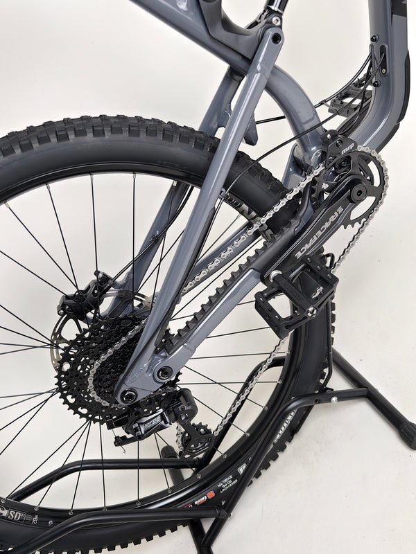 Rear look at Nukeproof Mega 290 2023 emphasizing its design and functionality in excellent used condition at eMado Bikes.