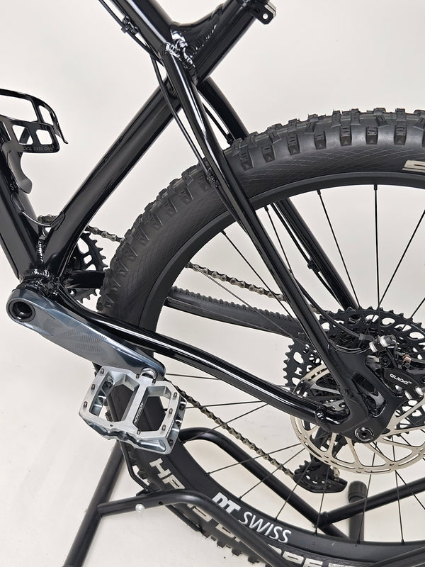 High angle capture of Nukeproof Scout 275 RS 2023 in excellent used condition, perfectly highlighting its features.