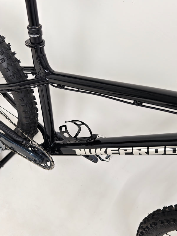 Detailed angle of Nukeproof Scout 275 RS 2023 in excellent used condition, emphasizing small details and quality.