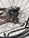 A close-up of the frame geometry on the Orange ALPINE 6 mountain bike.