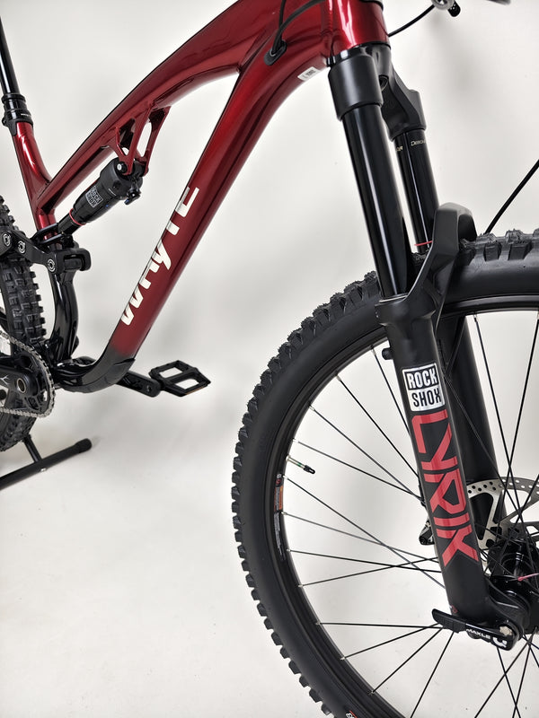 Rear view of the Whyte T-160 S 2025, displaying its sturdy 148mm Boost thru axle setup.