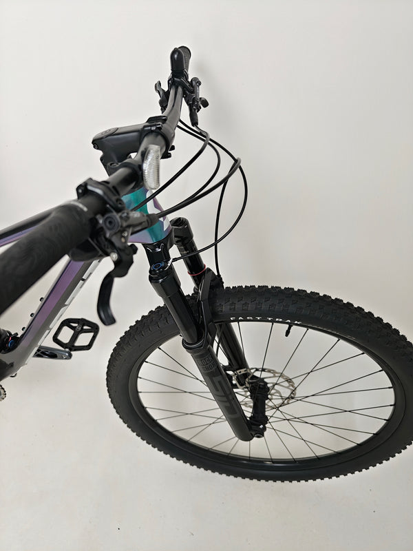 A perspective view of Scott Spark RC 900 Team Issue AXS Carbon bike surrounded by nature.