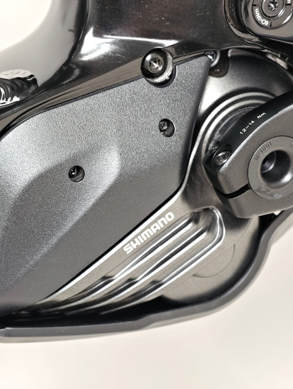 Side angle of the GT E Force Amp+ Full Suspension e-Bike 2024, highlighting the Yari suspension, excellent condition, only 51 miles, with a price of £2,250.