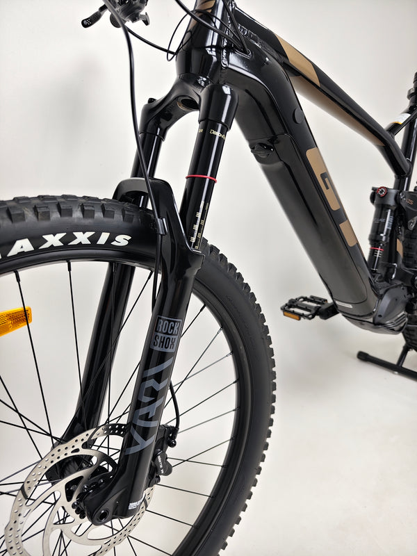 GT E Force Amp+ Full Suspension e-Bike 2024 in ride-ready condition, showing XL frame and Yari specs, only 51 miles, offered at £2,250.