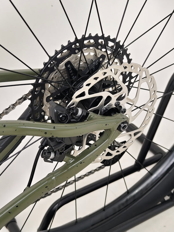 Rustic setting with Trek ROSCOE 9 2024 Mountain Bike on display, Excellent Condition, Medium size, original RRP: £1,850.00, offered at £1,090.00 at eMado.