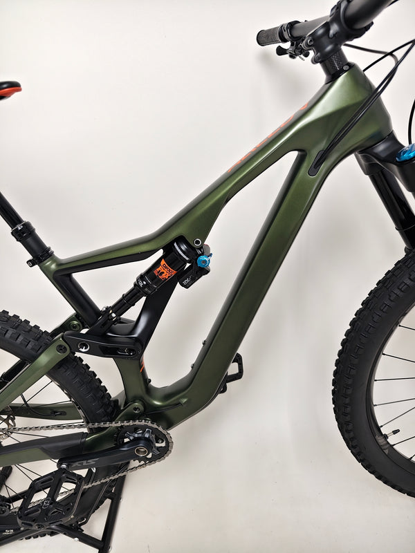Orbea Rallon M20 Carbon 2021/ LARGE / FOX 38 / RRP: £4,259.00 / Very Good Condition! side profile highlighting advanced dynamics 160mm technology