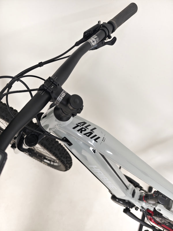 View of the Haibike AllTrail 5 27.5 2022 Full Suspension e-Bike showing the dropper seat post in excellent condition. Purchase now for £1,870.00 at eMado!