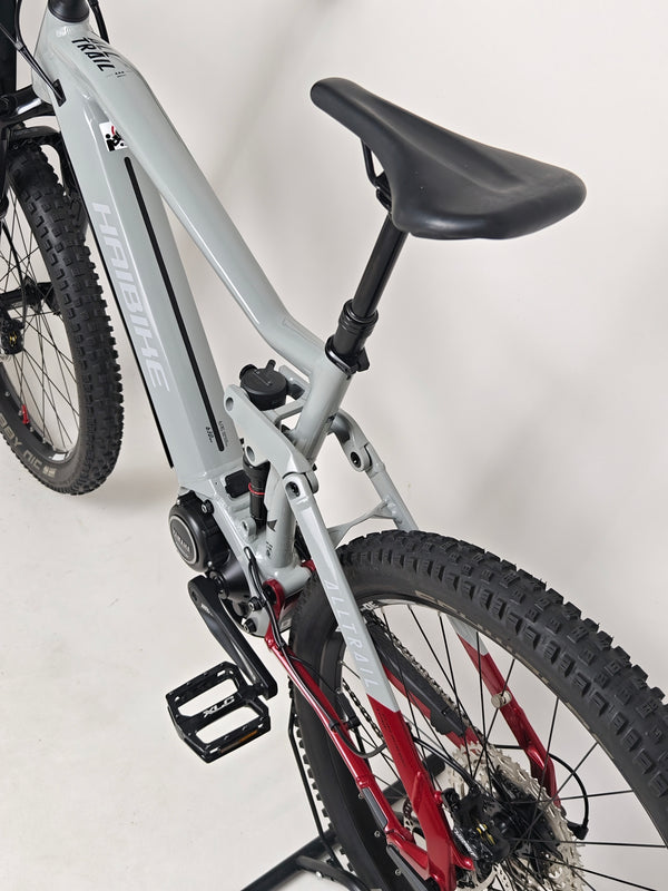 Close-up of Haibike AllTrail 5 27.5 2022 Full Suspension e-Bike showing excellent condition and quality features. Now only £1,870.00 at eMado!