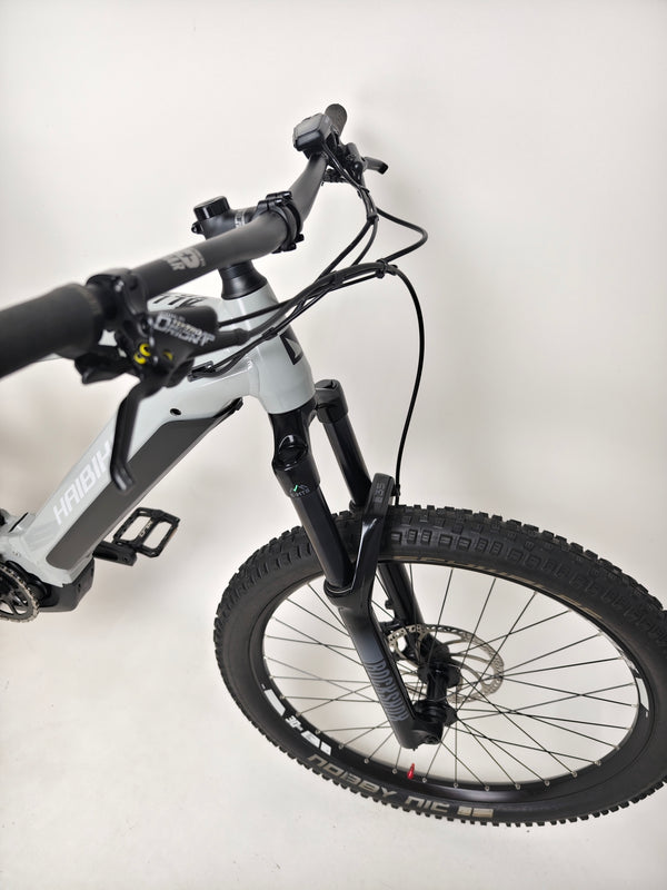Haibike AllTrail 5 27.5 2022 Full Suspension e-Bike showcased highlighting features like durability and style. Buy it for £1,870.00 at eMado!