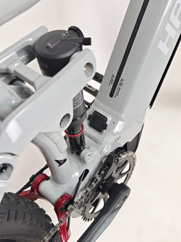 Haibike AllTrail 5 27.5 2022 Full Suspension e-Bike showing its lightweight alloy frame in excellent condition. Purchase this bike for only £1,870.00 at eMado!