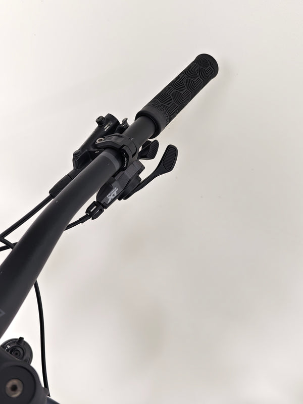 Trek Top Fuel 8 2024 Large Frame Full Suspension Bike at eMado - Image showing the bike's suspension system in detail.