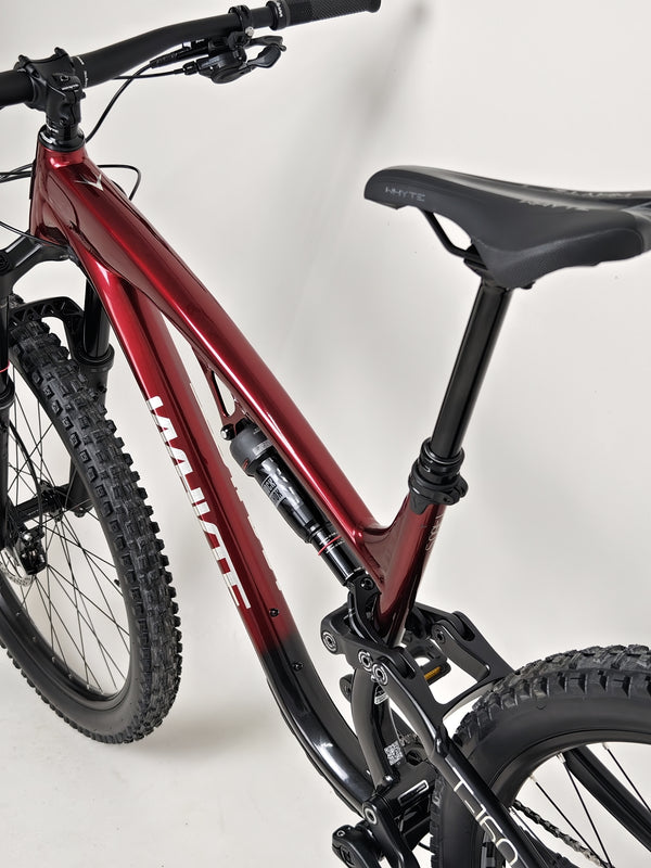 Whyte T-160 S 2025 showcased on a mountain trail, illustrating its suitability for outdoor adventures.