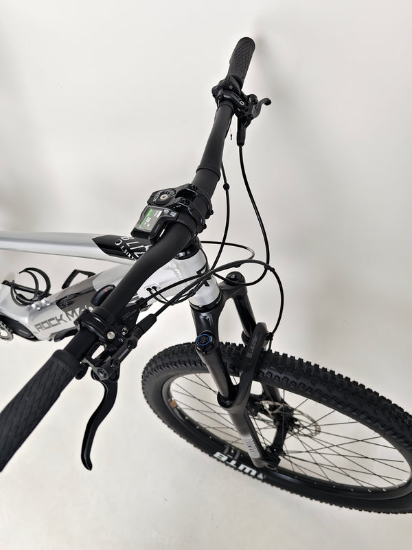 RockMachine Blizz e60-29 Electric Mountain Bike's rear wheel and frame angle, LARGE size, RRP: £3,499.00, only 2 miles from new.
