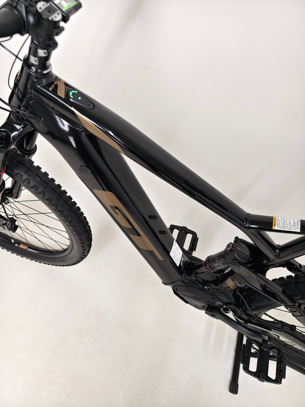 Detailed image of the drivetrain of the GT E Force Amp+ Full Suspension e-Bike 2024, showcasing excellent condition, XL size, Yari, only 51 miles, at £2,250.