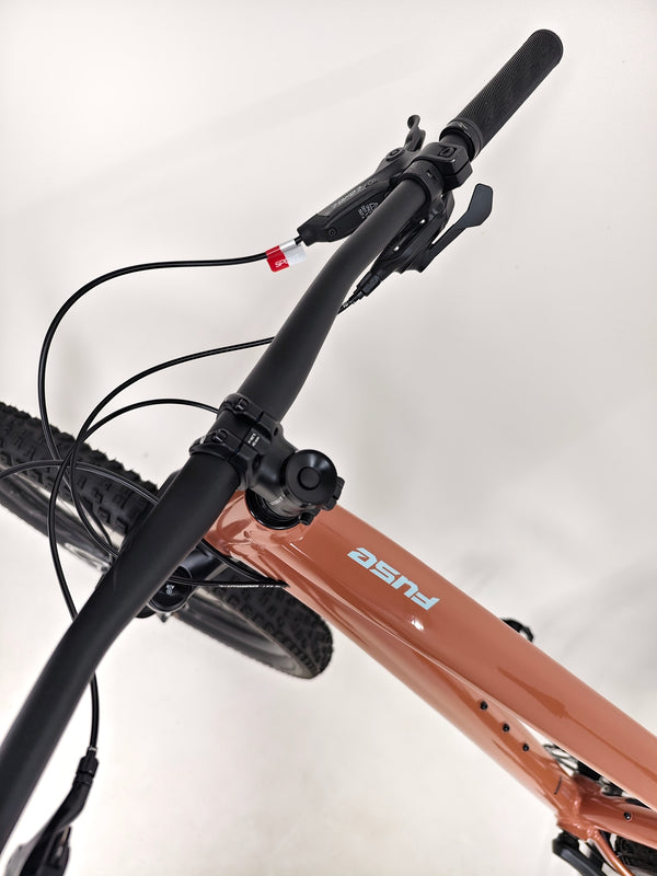 Side profile showcasing the Shimano braking system on Specialized Fuse Sport 27.5 2023 LARGE Dropper mountain bike, our Price: £930.00.