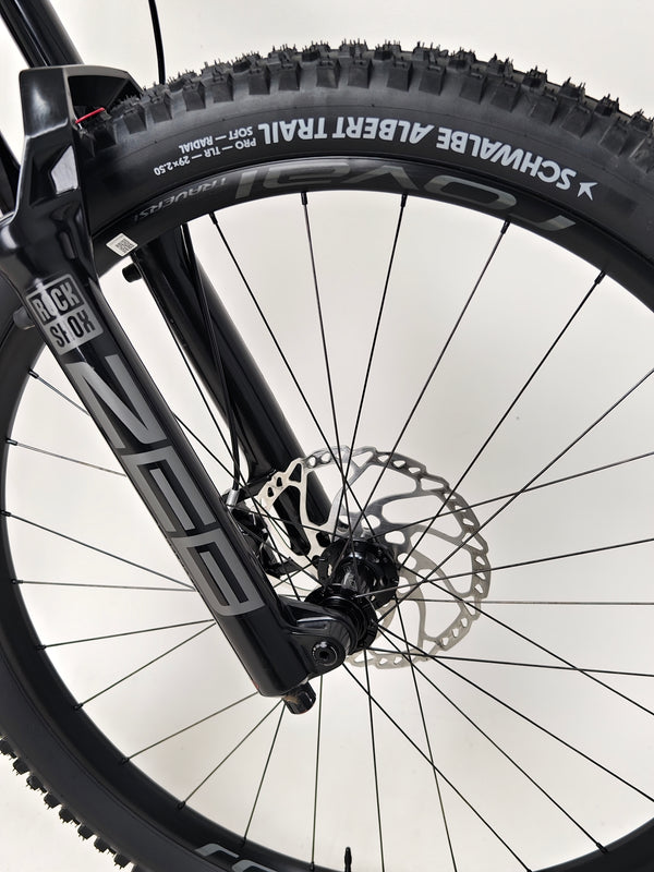 Dynamic image of the Rocky Mountain Altitude Carbon 70 2022 in action on trails, showcasing its excellent condition for £2,590.00 with free UK delivery.