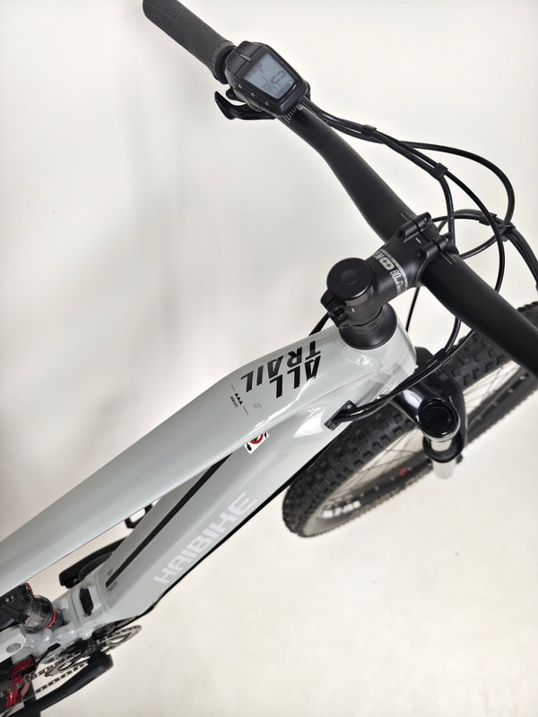 Image showcasing the Haibike AllTrail 5 27.5 2022 Full Suspension e-Bike's frame and aesthetic detailing. Purchase now for only £1,870.00 at eMado!